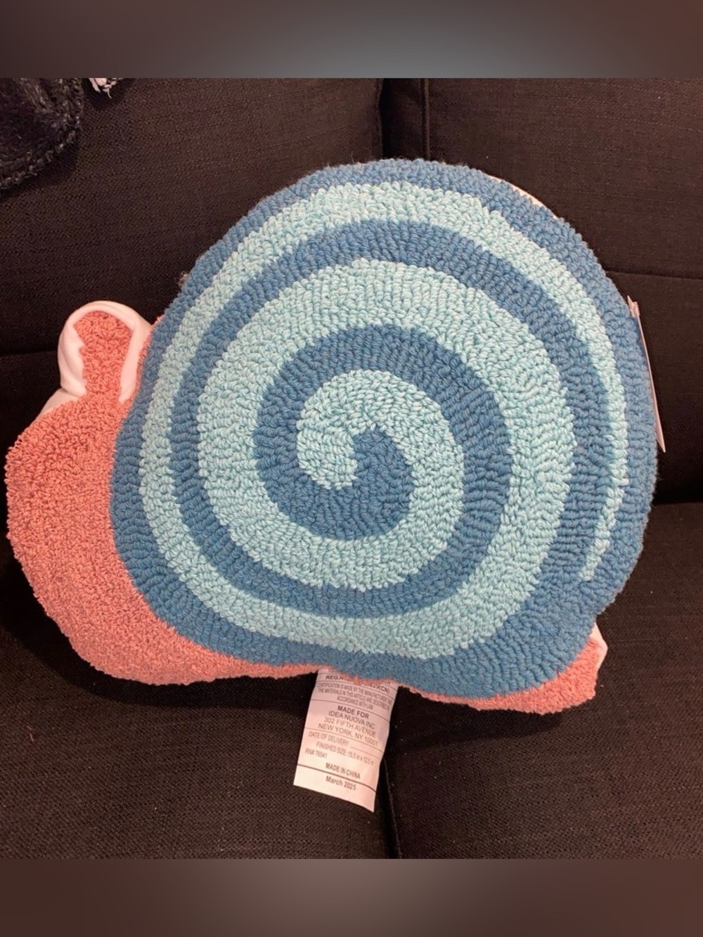 Mainstays Teal and Coral Snail-Shaped Decorative Pillow